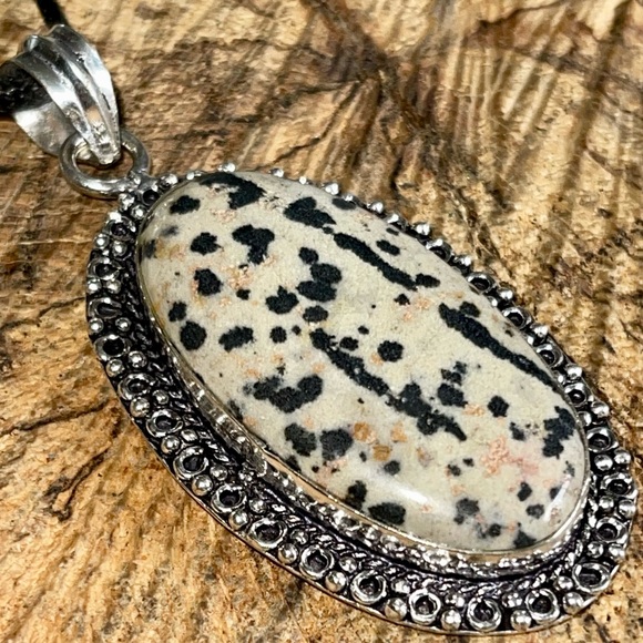 Speckled Dalmation Stone Pendant 2 1/2” - Picture 9 of 13